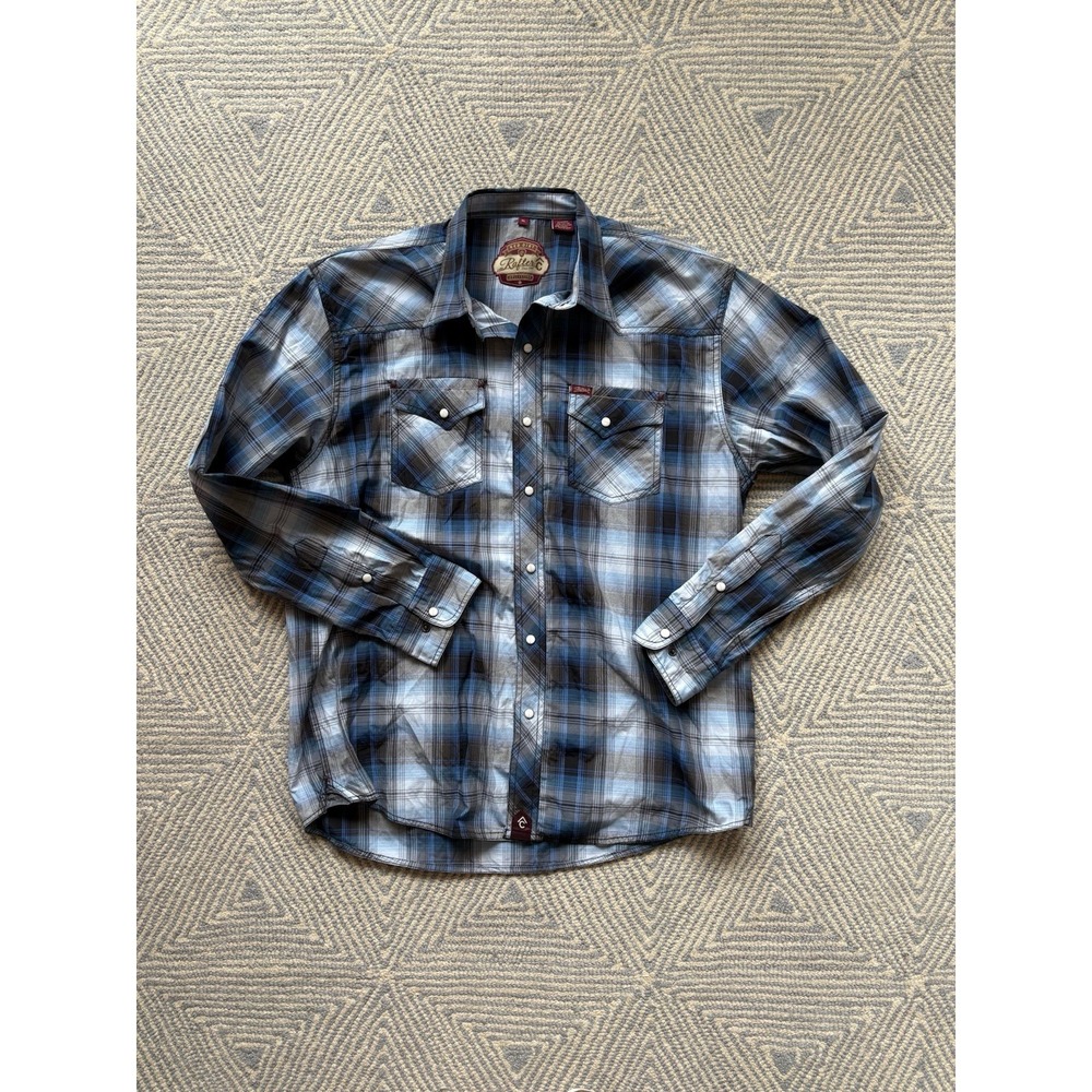 Rafter X‎ Red Dirt Collection Western Snap Long Sleeve Button Shirt Blue/Gray XL